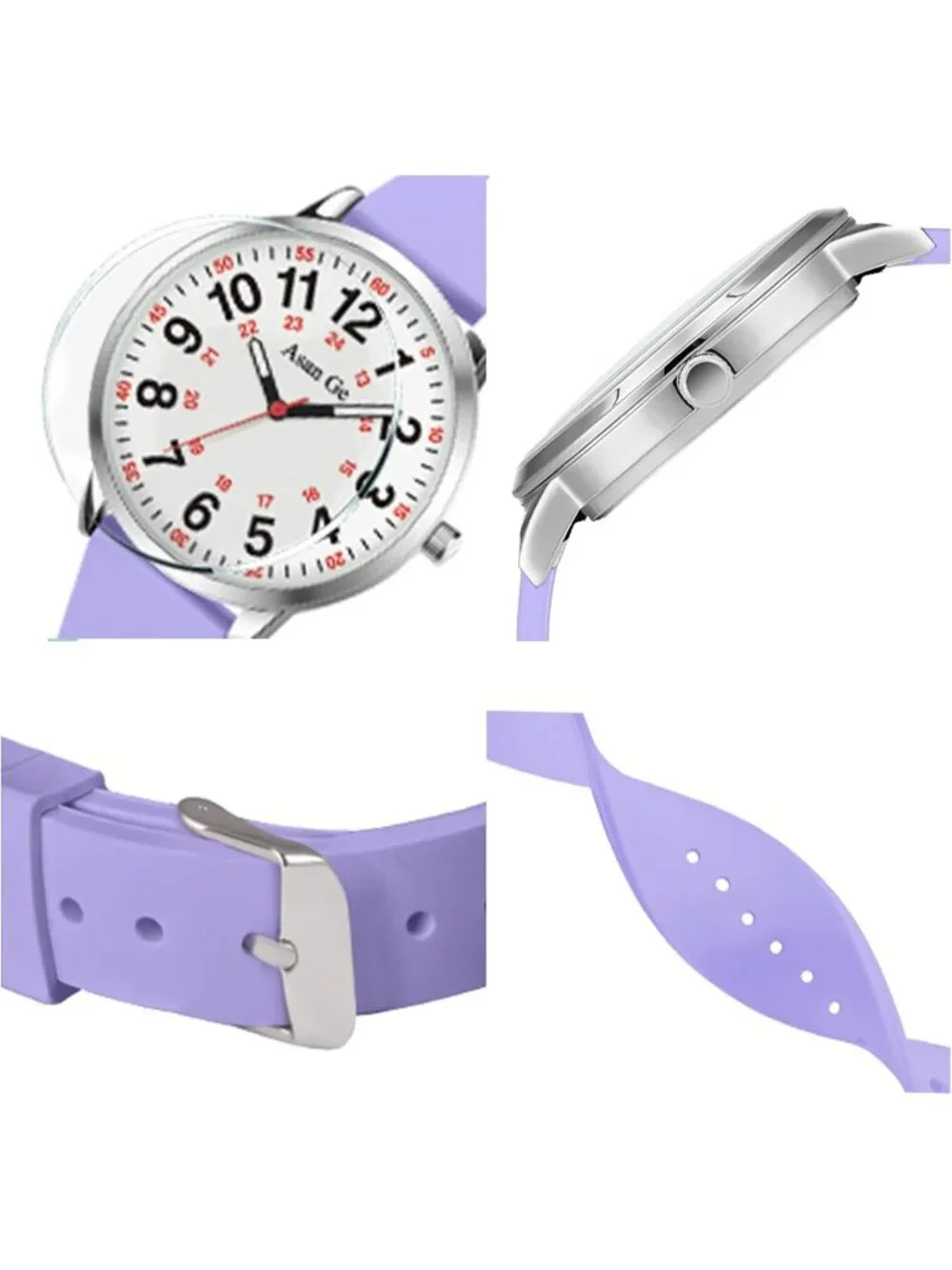 Women's Light Purple Silicone Strap Minimalist Waterproof Analog Fashion Watch